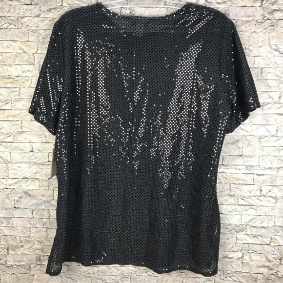 NOTATIONS NWT SIZE 1X BLOUSE-SHORT SLEEVE-SEQUINS - Picture 11 of 16